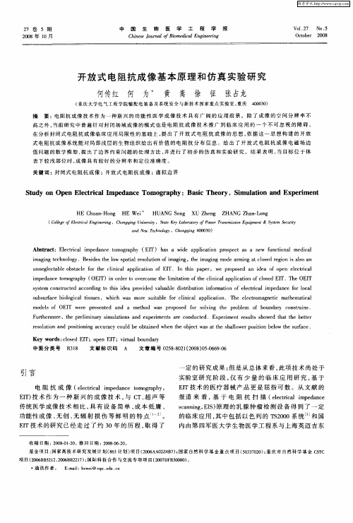 开放式电阻抗成像基本原理和仿真实验研究