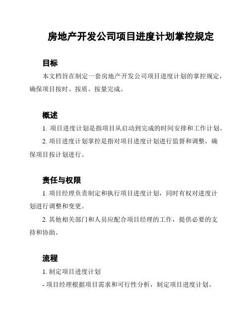 房地产开发公司项目进度计划掌控规定