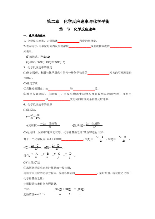 第2章  化学反应速率与化学平衡-高中化学全册必背章节知识清单(新人教版选择性必修1)(学生版)