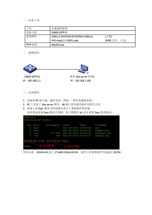 h3c设备系统固件升级[TFTP方式]