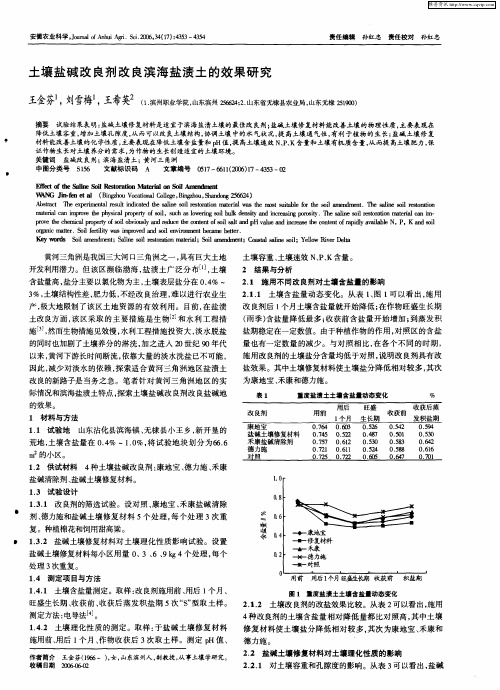 土壤盐碱改良剂改良滨海盐渍土的效果研究