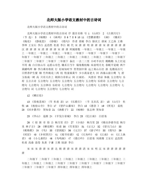 北师大版小学语文教材中的古诗词