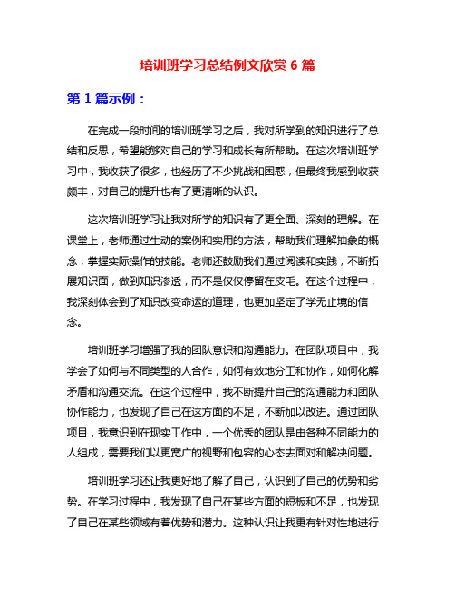 培训班学习总结例文欣赏6篇