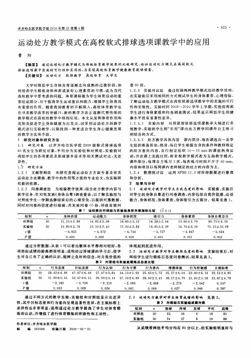 运动处方教学模式在高校软式排球选项课教学中的应用