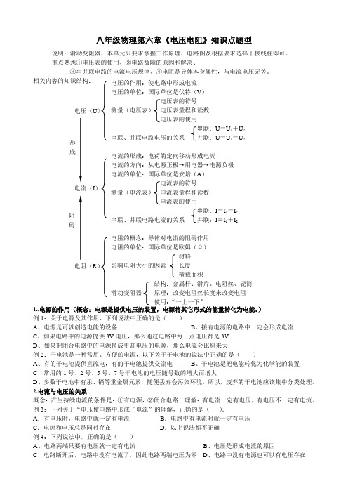 人教版八年级物理下第六章电压电阻全章详解及单元测试