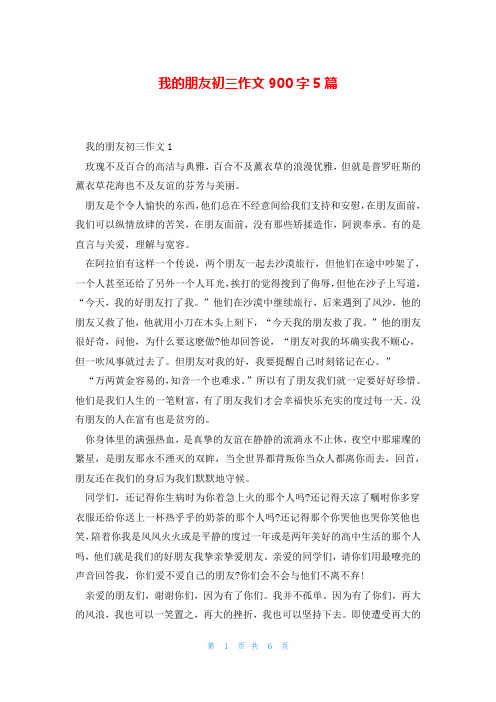 我的朋友初三作文900字5篇