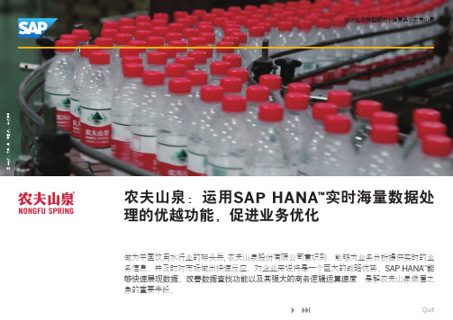 农夫山泉：运用SAP+HANA实时海量数据处理的优越功能--农夫山泉大数据应用案例