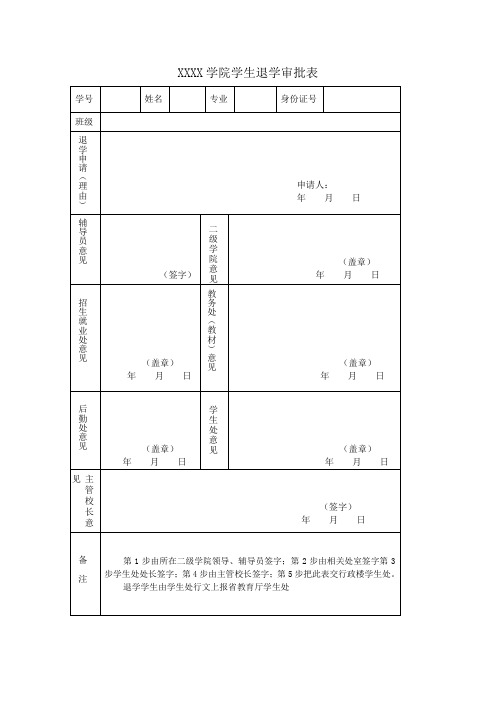 退学休学请假申请表