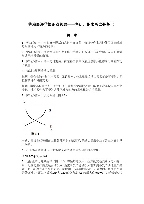 劳动经济学知识点总结——考研、期末考试必备!!