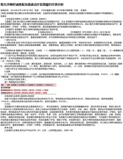 复方沙棘籽油栓配合微波治疗宫颈糜烂疗效分析