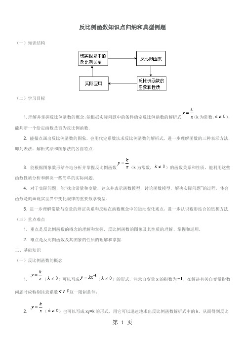 人教版九年级数学反比例函数知识点归纳[最新]word资料10页