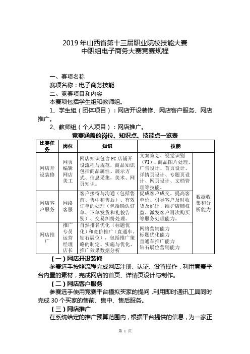 2019年山西省第十三届职业院校技能大赛