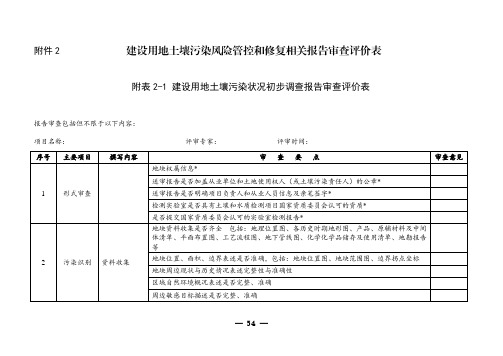 建设用地土壤污染风险管控和修复相关报告审查评价表