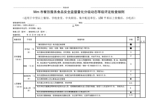 餐饮服务食品安全监督量化分级动态等级评定检查细则