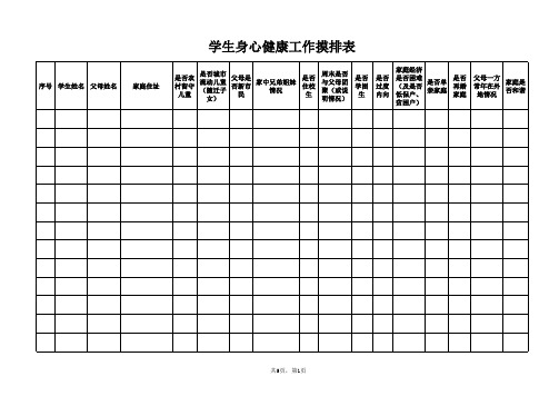 学生身心健康工作摸排表