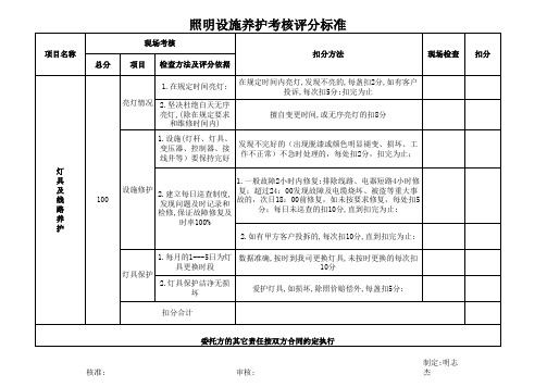 照明设施养护考核评分标准