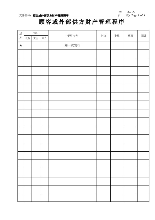 顾客或外部供方财产管理程序