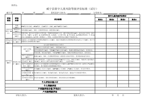 留守儿童风险等级评估相关表格9