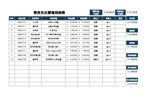 费用支出管理明细表