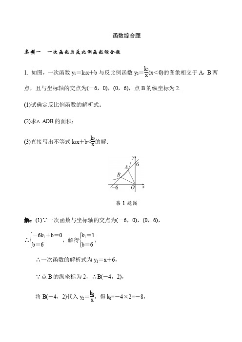 2019广东中考数学专题训练2.函数综合题