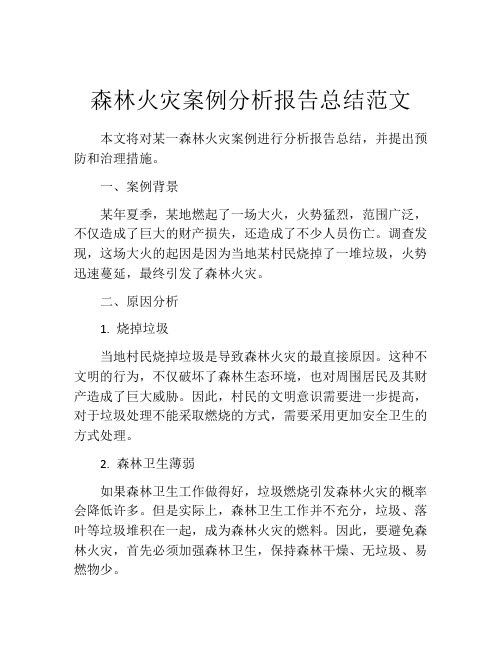 森林火灾案例分析报告总结范文