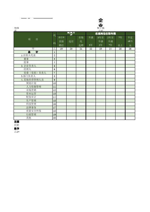 Excel表格通用模板：企业经营管理人员基本情况表