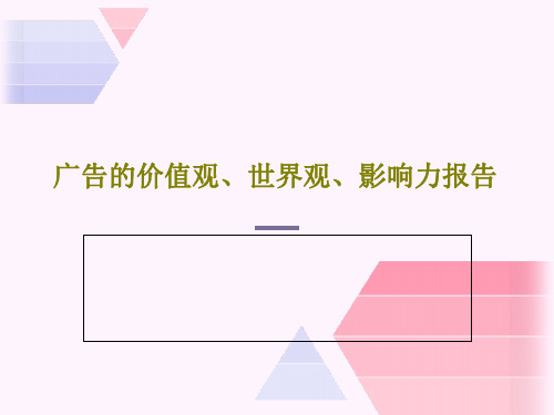 广告的价值观、世界观、影响力报告43页PPT