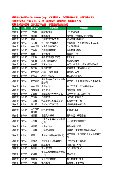 2020新版湖南省永州市玻璃店工商企业公司商家名录名单联系电话号码地址大全156家