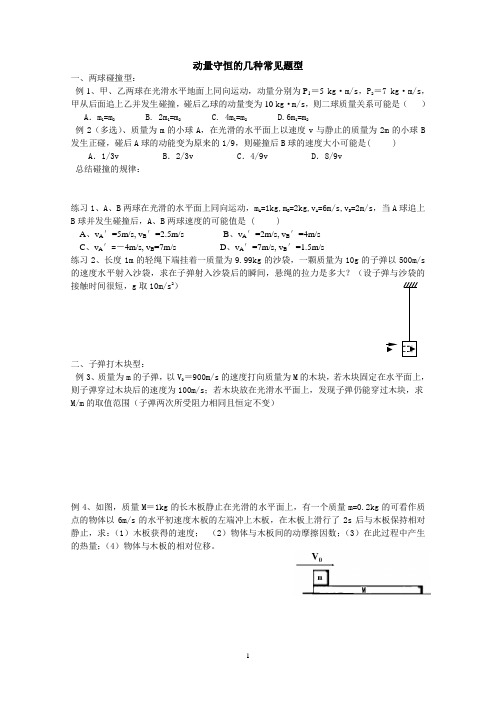 动量守恒题型总结