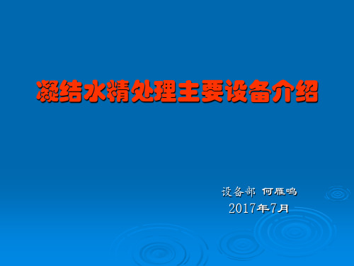 凝结水精处理主要设备介绍