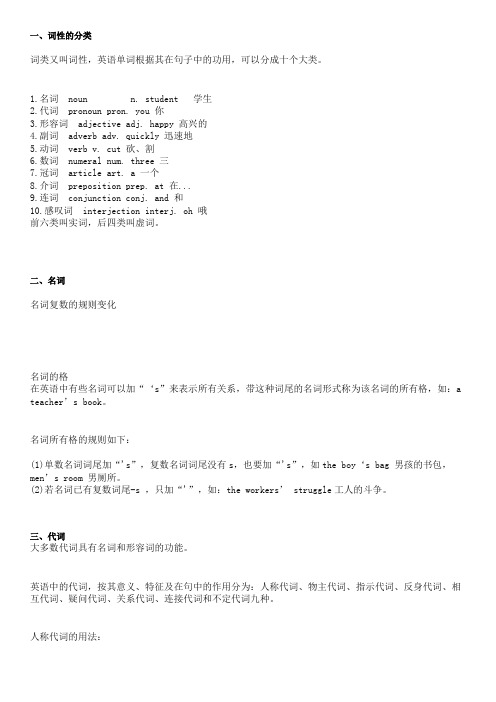 英语词性用法及考点