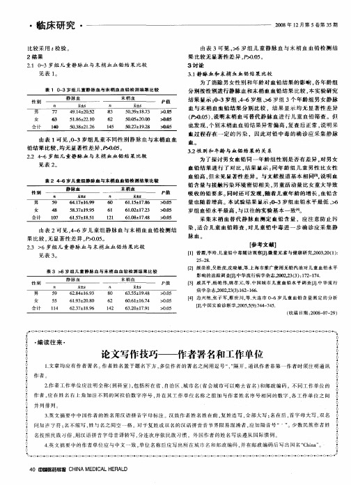 论文写作技巧——作者署名和工作单位