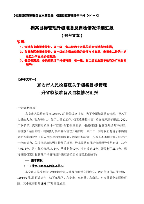 档案目标管理升级准备及自检情况详细汇报