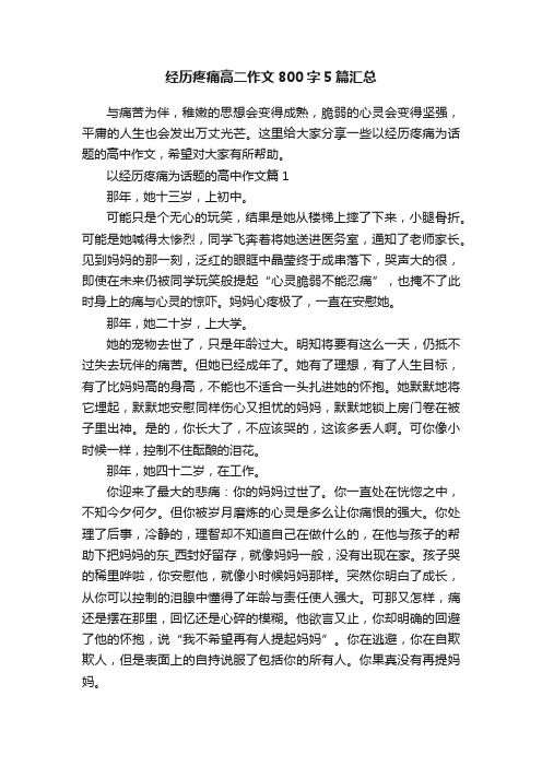 经历疼痛高二作文800字5篇汇总