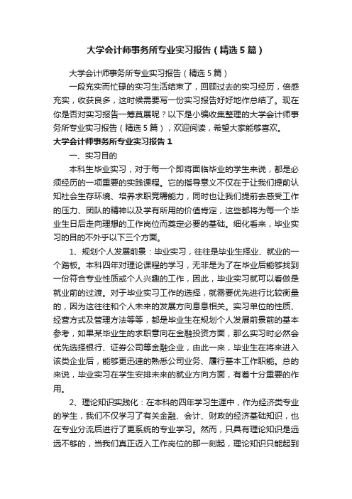 大学会计师事务所专业实习报告（精选5篇）