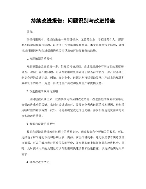 持续改进报告：问题识别与改进措施