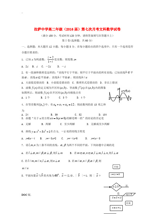 高二数学下学期第七次月考试题 文-人教版高二全册数学试题