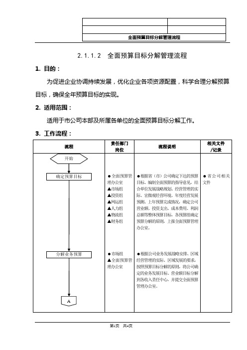 集团公司全面预算目标分解流程范例