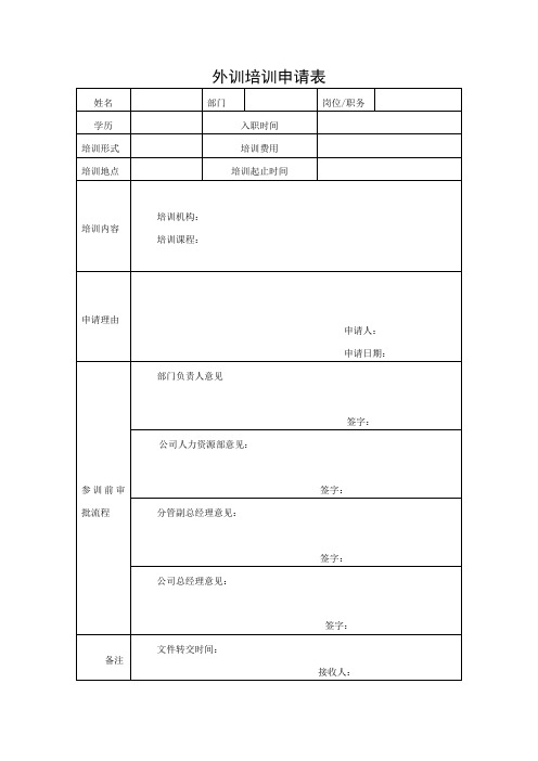 外训培训申请表