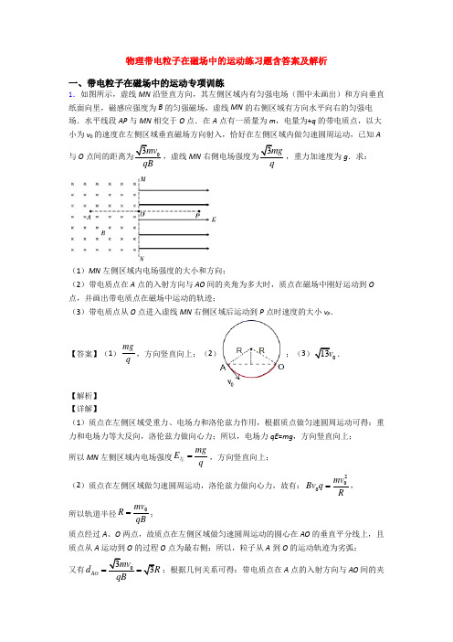 物理带电粒子在磁场中的运动练习题含答案及解析