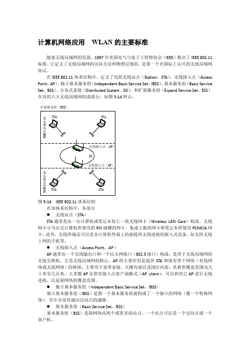 计算机网络应用  WLAN的主要标准