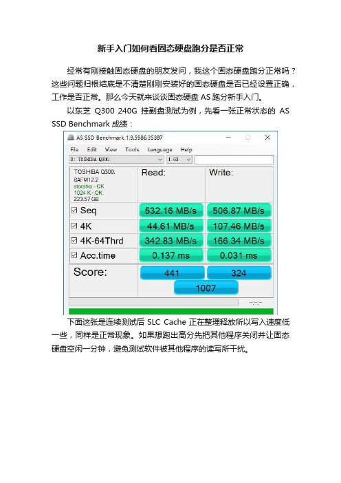 新手入门如何看固态硬盘跑分是否正常