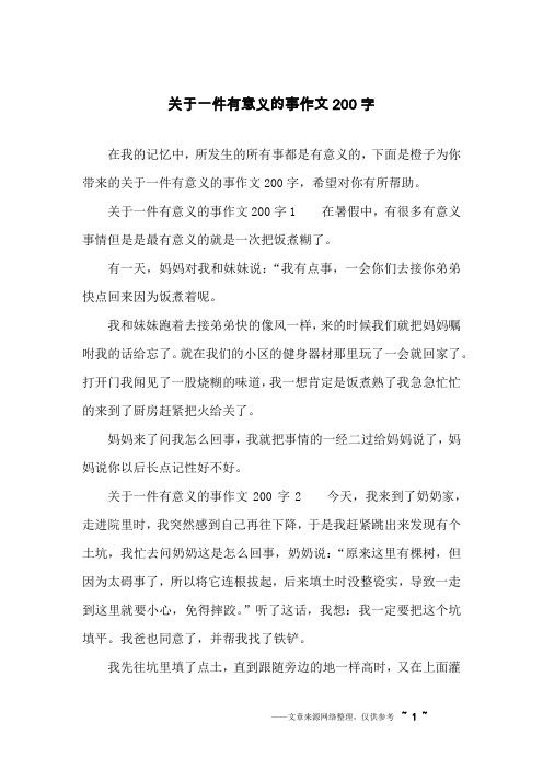 关于一件有意义的事作文200字