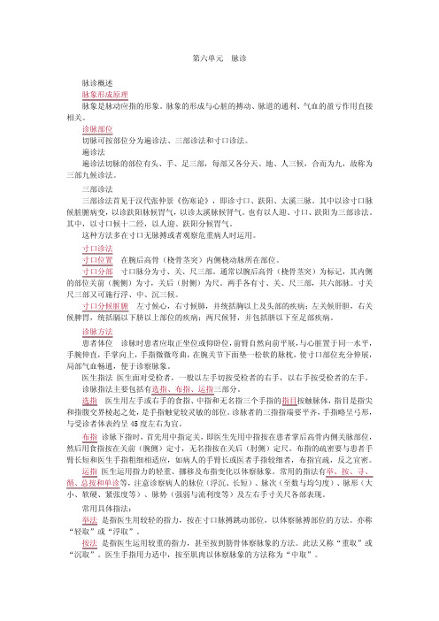 执业医师资格考试之中医诊断学脉诊