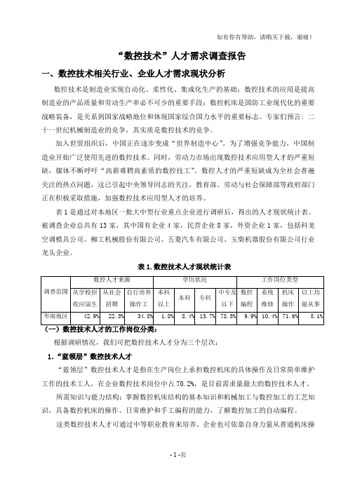 数控技术人才需求调查报告