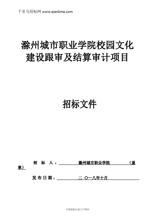 校园文化建设跟审及结算审计项目招标文件招投标书范本