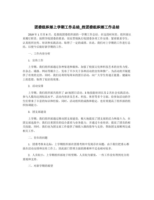 团委组织部上学期工作总结_校团委组织部工作总结