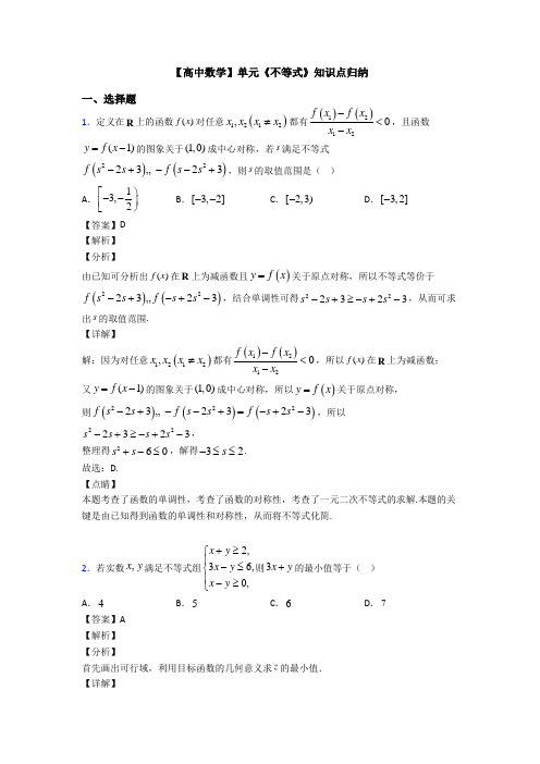 高考数学压轴专题新备战高考《不等式》知识点总复习有解析