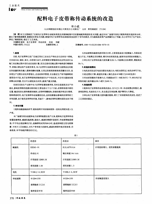 配料电子皮带称传动系统的改造