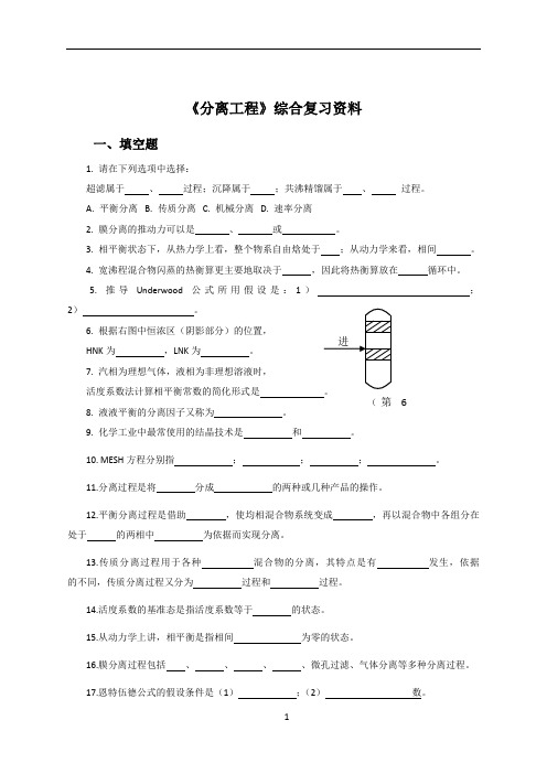 分离工程综合复习资料